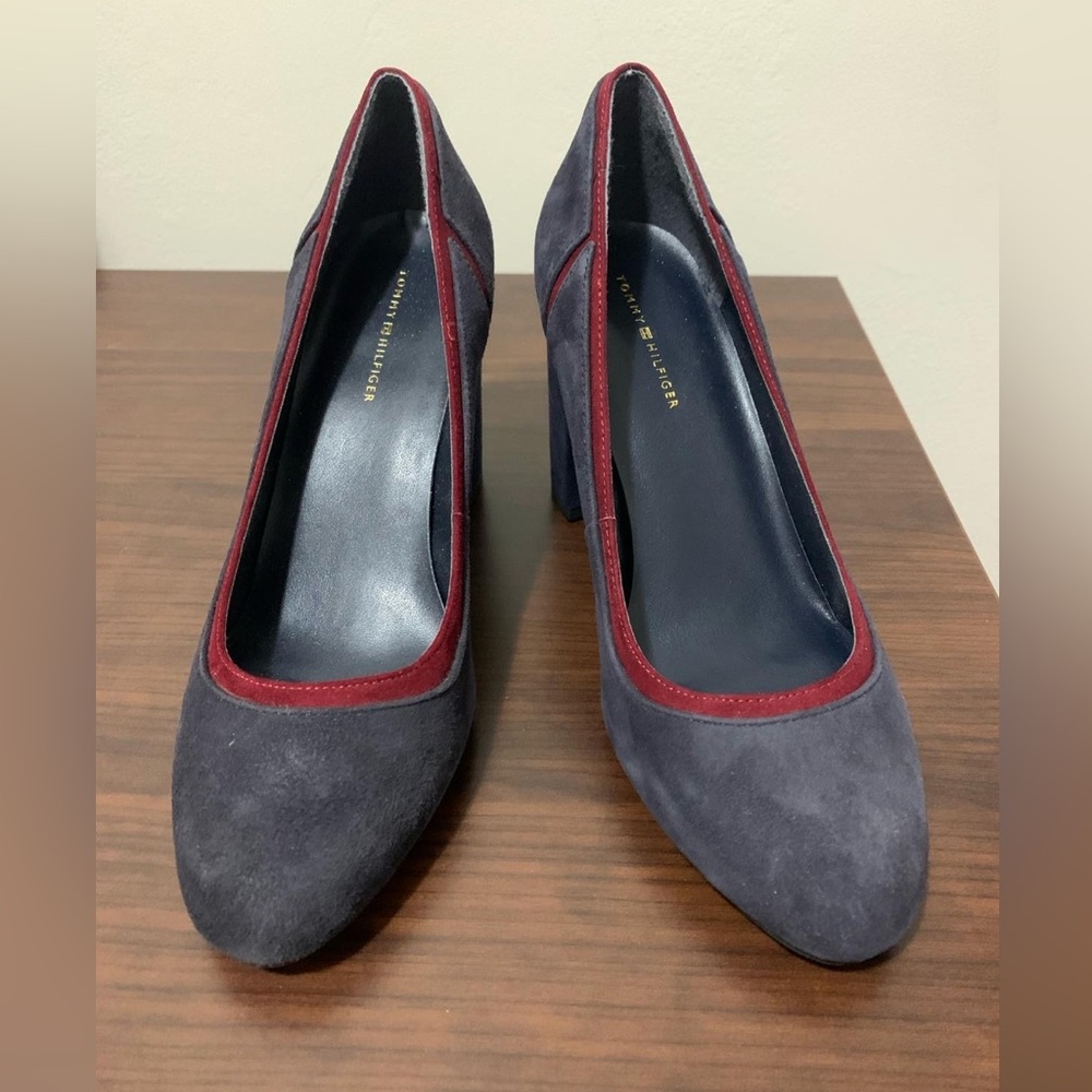 Tommy Hilfiger dark blue velvet high heels